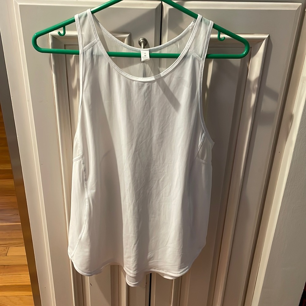 Lululemon White Mesh Racerback Running Training Tank Top